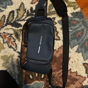 LOCKABLE - Navy Blue & Gold Cross Body or Fanny Pack - Unisex